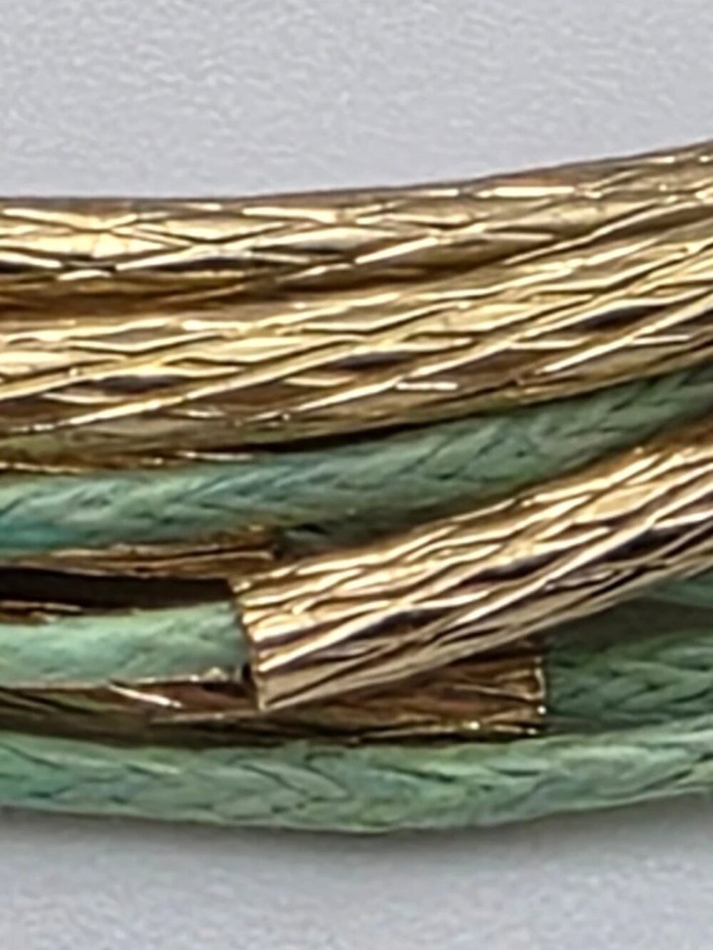 Aqua Multi Strand Cord Gold Tone Tube Bracelet SHB Shofel Bros Vintage - Picture 9 of 10